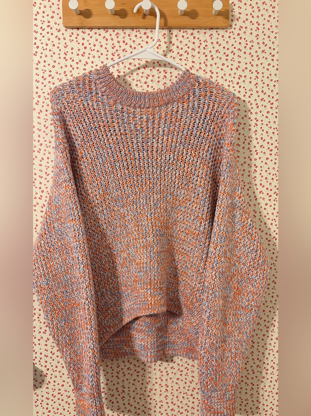 Chunky Multicolor Knit Sweater - Lavender & Peach Blend